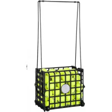 Tennis Ball Hopper Cart Portable Ball Basket With Wheels Holds 75 Balls For Coaches And Players 82X33X24 Cm Noir