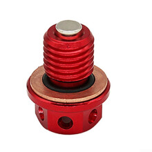 Motorcycle Magnetic Oil Drain Plug Aluminum Alloy Wear‑Resistant Sump Bolt Red Replacement