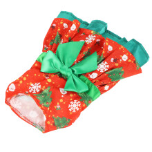 Niedliches Hundekleid mit Weihnachtsbaum- und Schneeflockenmuster – Polyester