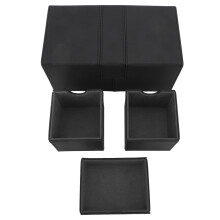Caixa organizadora de cartas Commander com fechos magnéticos seguros, design leve em couro PU, estojo duplo de carregamento lateral para cartas de