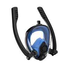 Diving Mask Full Face Snorkeling Mask Anti Fog Underwater For Women Men Kids Black Blue Size LXL