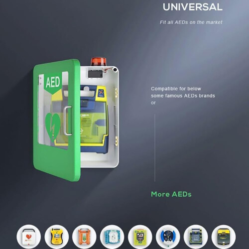 AED Defibrillator Storage Cabinet WallMounted With Alarm Adjustable Partition Double Switch Control Fits AED Models 1