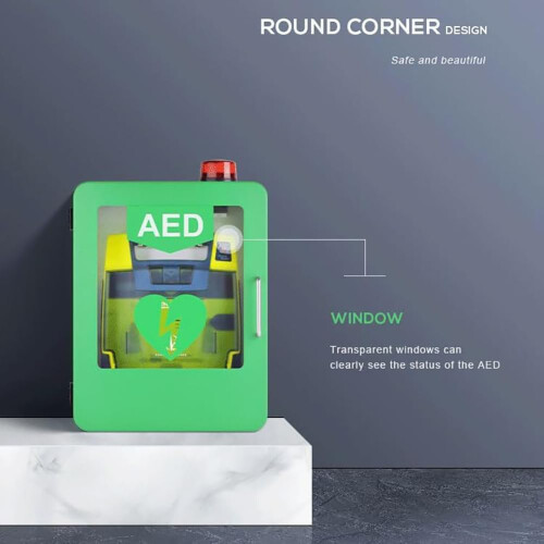 AED Defibrillator Storage Cabinet WallMounted With Alarm Adjustable Partition Double Switch Control Fits AED Models 2