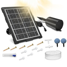 Solar Aerator for Pond Solar Fish Tank Oxygenator ThreeMode Waterproof with Pipe and Air Bubble Stone for Aquarium