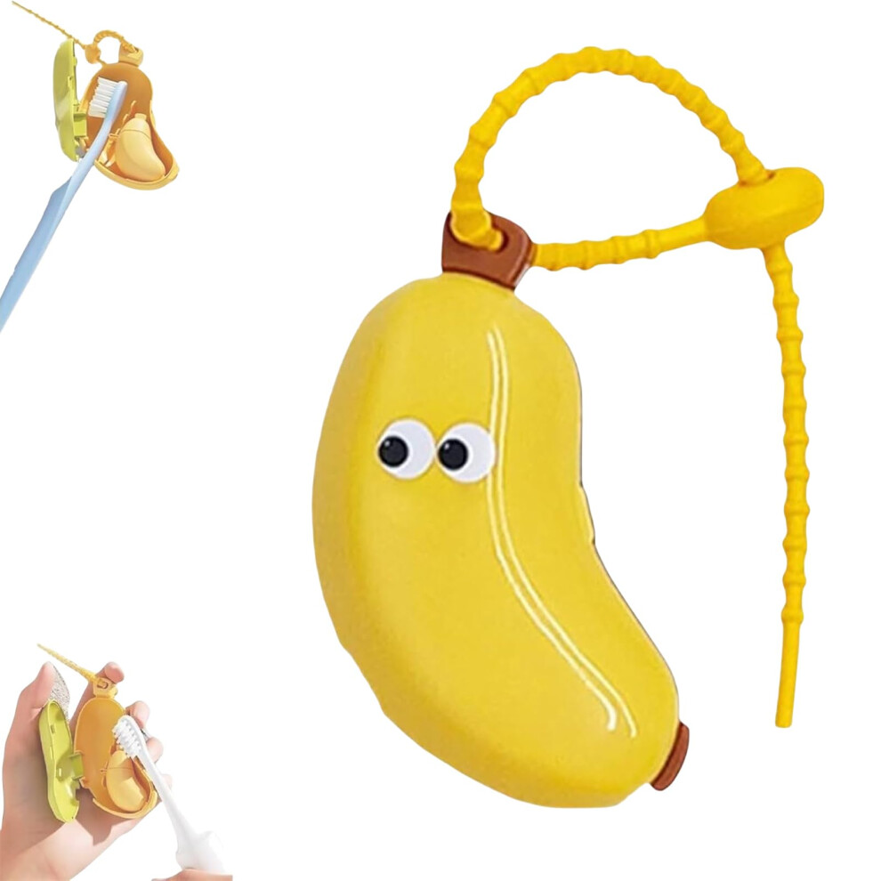 Banana Toothbrush Cover, Clipon Travel Case, Banana Design With Toothpaste Dispenser, Fits Most Standard Heads, 1 Pc Yellow