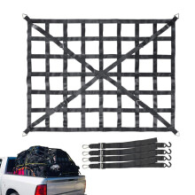 Heavy Duty Cargo Net for Pickup Truck Bed, 4'x4' Mesh Stretches to 12x18 ft, WeatherResistant