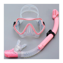 Diving Mask With Tempered Glass Lenses, Panoramic View, Adult Snorkel Set, Pink