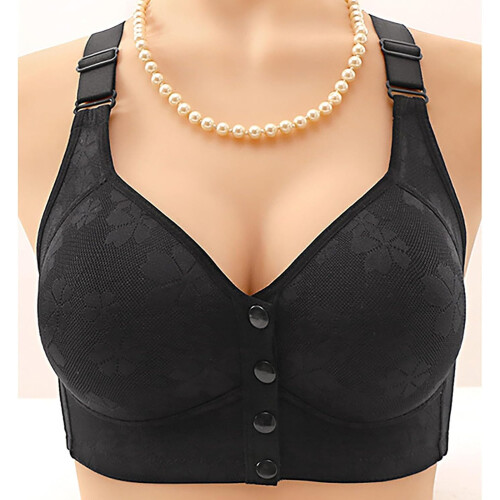 Women's Bra Without Underwire – Seamless Soft Bra Lace Adjustable Straps Nursing Bra Black 2