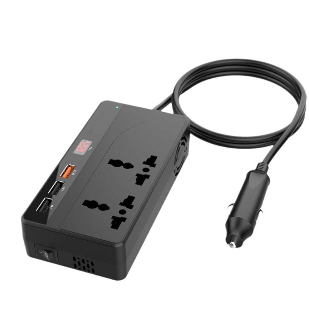 150W Car Power Inverter 12V To 220V Converter Qc3.0 Fast Charging With Usb And Ac Outlets For Cars Laptops Phones 9426802663488