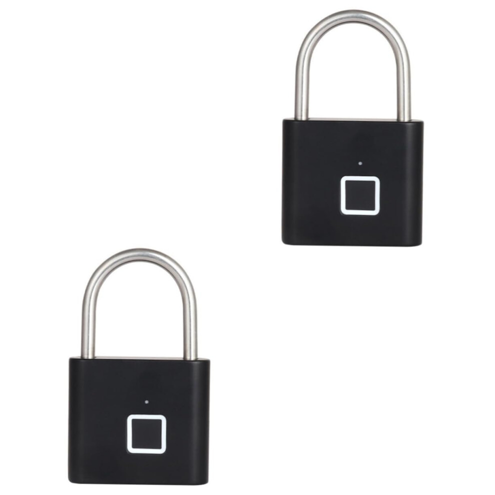 2Pcs Aluminum Alloy Fingerprint Padlock Waterproof Smart Lock For Gates Cabinets Lockers Outdoors 9189345389597