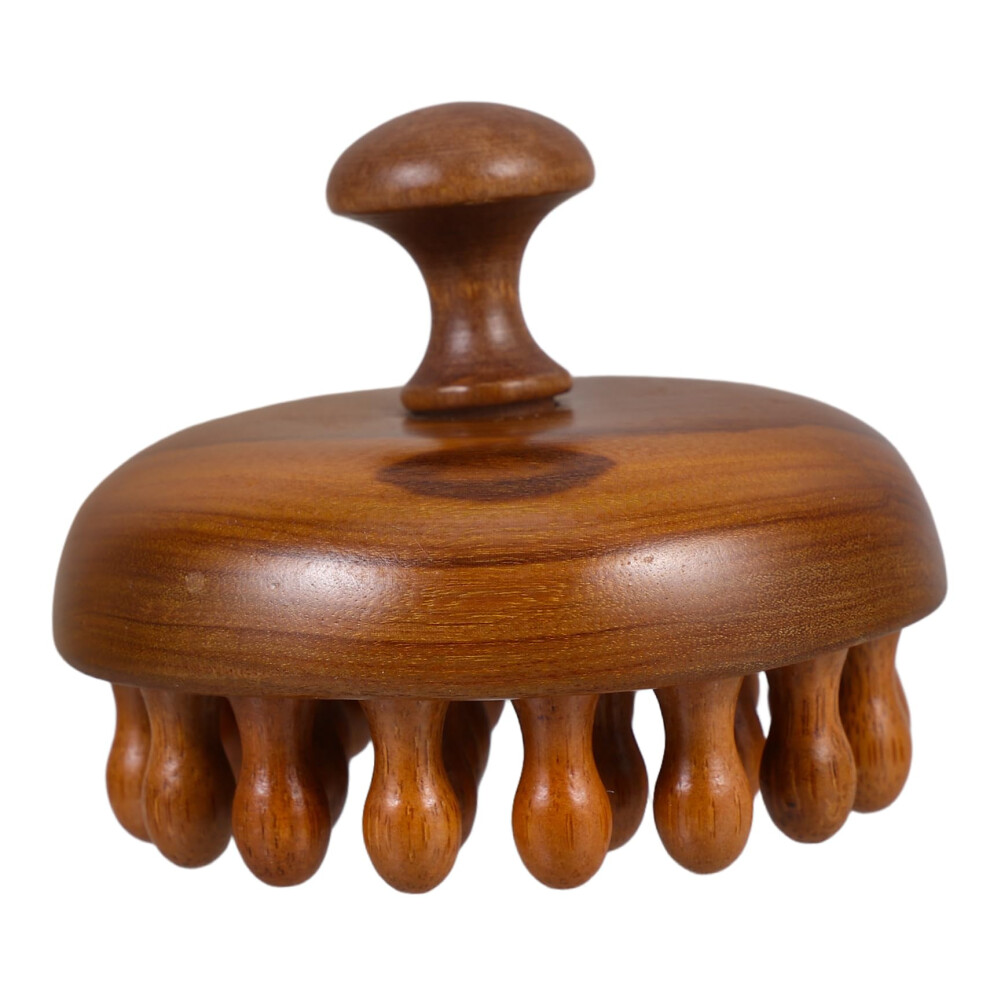 Wooden Scalp Massage Comb, Large Round Teeth, Ergonomic DiscShape Massager, Acupoint Stimulation, Itch Relief, Portable