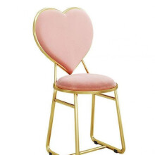 Glamorous Pink Love Shaped Makeup Chair, Iron MultiFunctional Vanity Chair For Girls' Room, Reading And Decoration