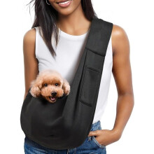 Dog Carrier Bag for Cats, Adjustable Hands-Free Small Dog Sling Bag, Portable Pet Carrier Shoulder Bag (Black)