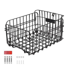 Rear Bike Rack Basket Foldable RearMount Storage Organizer Pannier With Reflector for Road and Mountain Cycling