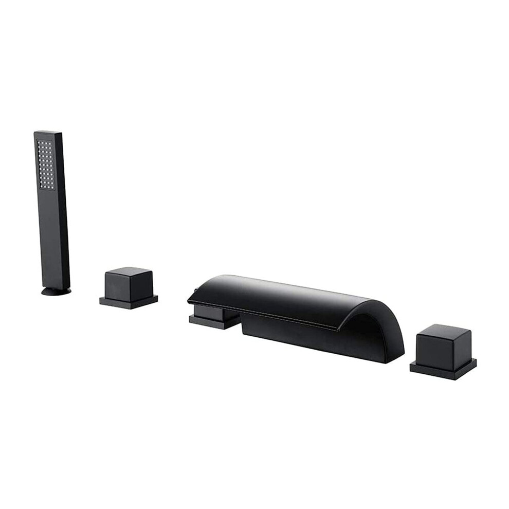 Shower Classic Waterfall Bathtub Faucet Matte Black Finish Deck Mounted 5Hole Roman Tub Filler With Handheld Shower 9426802665086