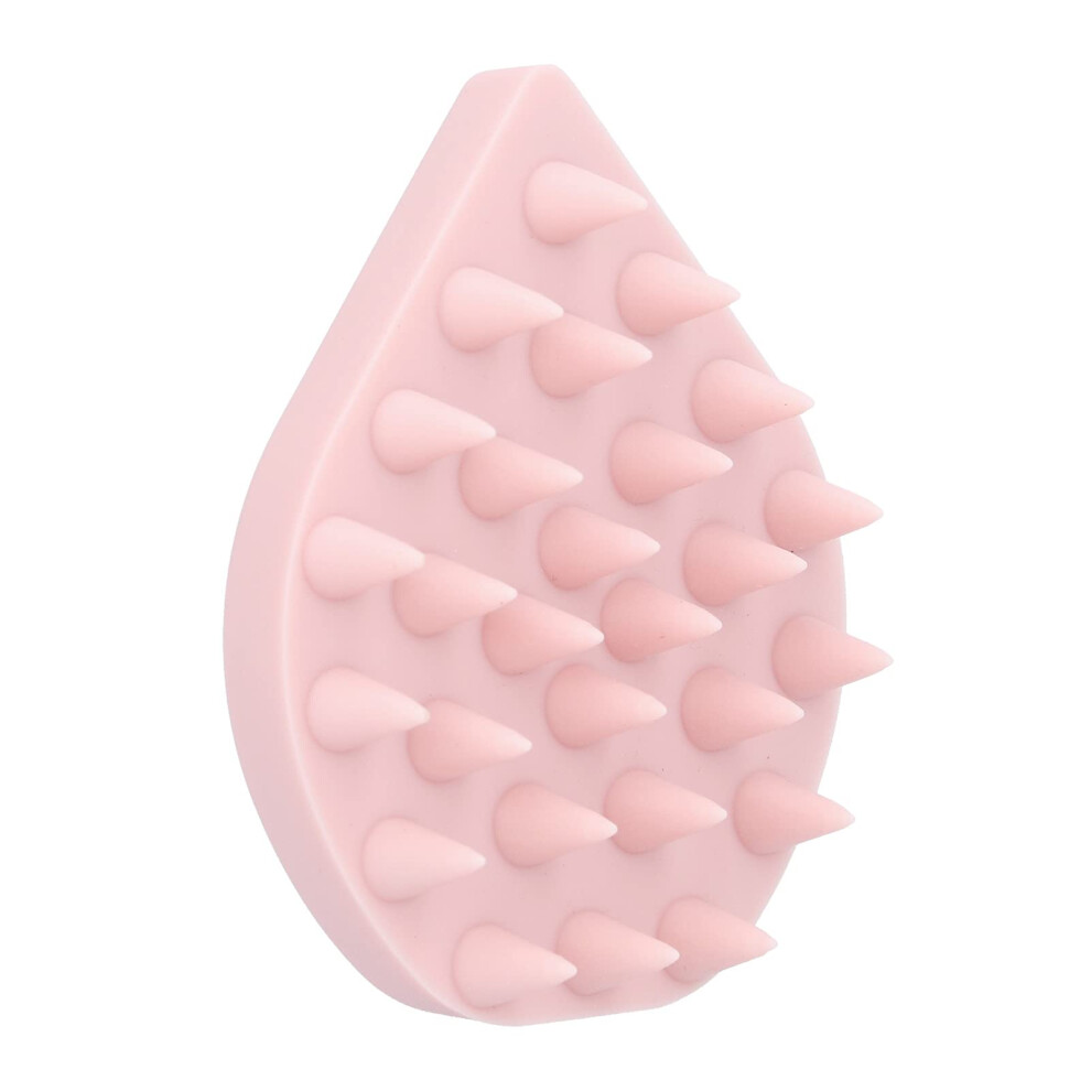Pink Shampoo Massage Brush Silicone Scalp Scrubber With Soft Bristles Relaxing Scalp Care Compact Bath Shower Massager