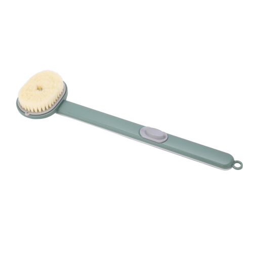 Bath Brush with Long Handle, Plastic Shower Body Scrub Tool, Green