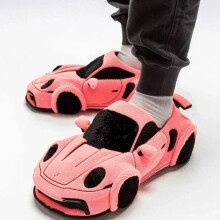(Pink) 2025 New Car Schuhe Applicable to porsche plush car slippers For BMW Racing plush slippers toy Christmas Gifts