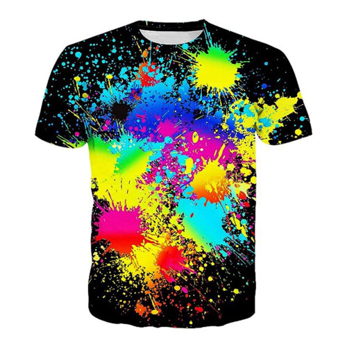 Men's 3D Graphic TShirt Oversize Crew Neck Short Sleeve Black