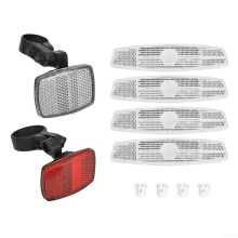 Front and Rear Reflectors Kit ABS Plastic Seatpost Mounts Red and Silver Reflective Plates FishShaped Side Reflectors