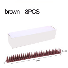 (Brown-8pcs) Plastic Bird Spikes Detachable Repellent Spike Roof Fence Wall Outdoor Deterrent Burglar Pigeons Cat Repeller Anti Climb