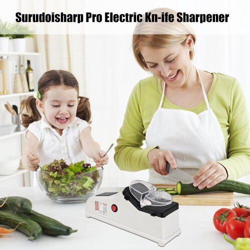 Electric Knife and Scissors Sharpener with Power Motor, Quick Blade Sharpening, USB Fast Charging, Compact 22x9cm 1