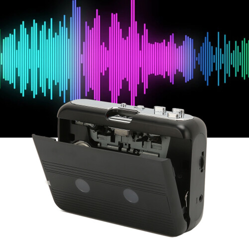 Compact Bluetooth Cassette Player with Stereo Sound & USB Power Black