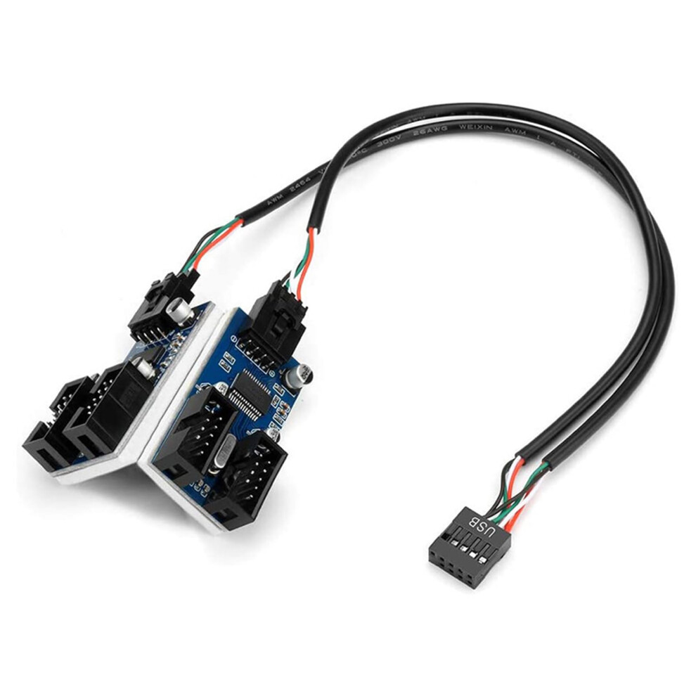 9Pin Usb Splitter Usb 2.0 9Pin Expansion Adapter For Desktop Pc Stable Transmission And Easy Setup 9189345392191