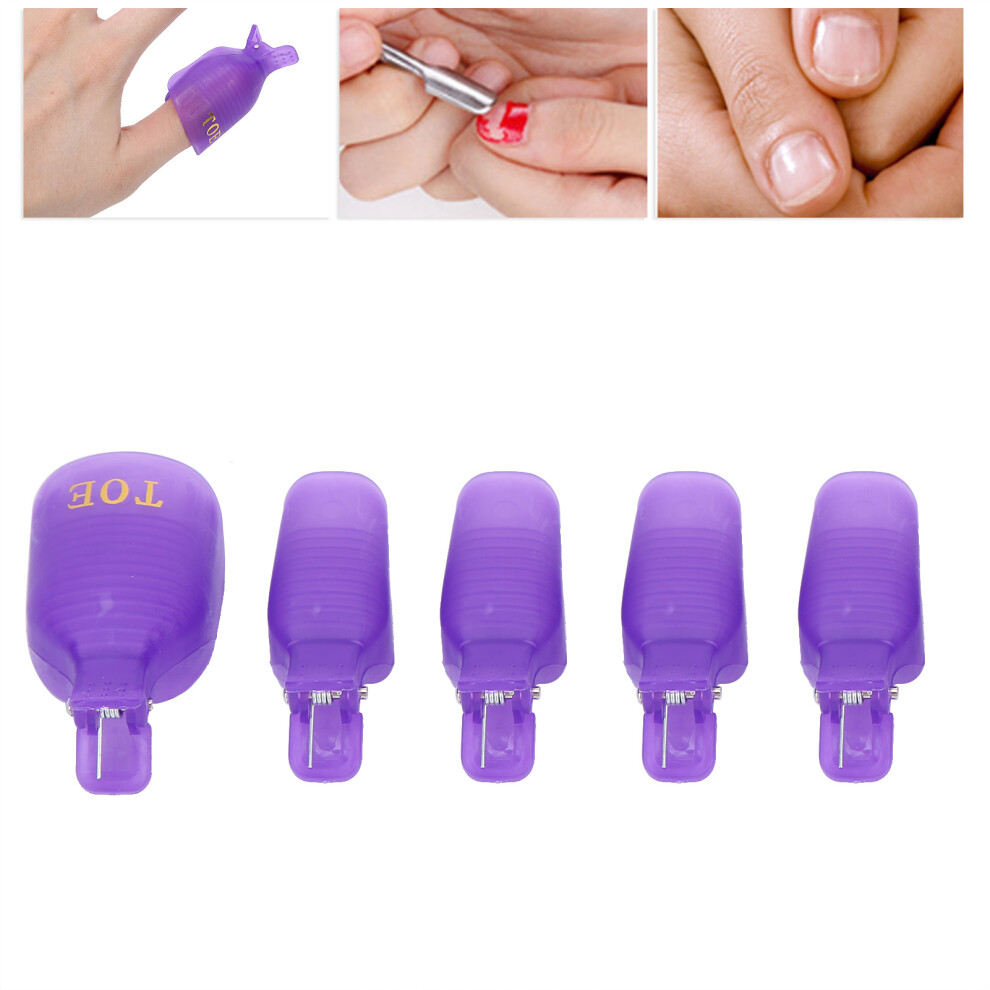 Purple 5Pcs Gel Polish Remover Clips Reusable Soak Off Nail Art Tools