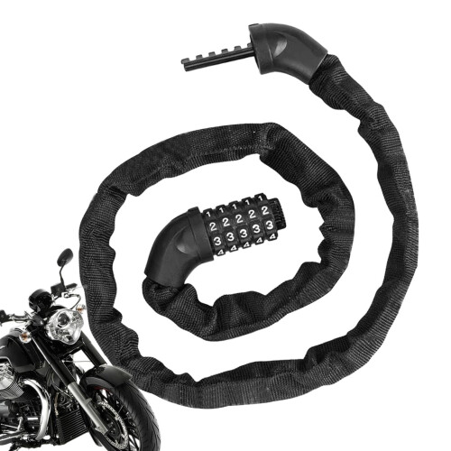 Combination Lock Keyless Chain Lock Weatherproof With Protective Cloth Sleeve For Motorcycle
