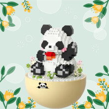 (Apple-547pcs) Panda Building Tumbler Figure - Small Particle Puzzle Assembly, Challenging DIY Model for s &, Cute Collectible Gift Suitable