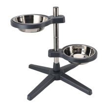Raised Cat Food and Water Dishes with 2 Stainless Steel Bowls, Stand for Small Dogs Cats