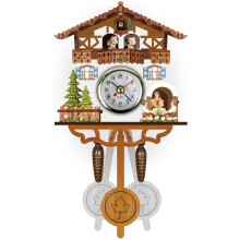 Modern Cuckoo Clock Wooden House Scene Retro Bird Cuckoo Clock Battery Operated Quartz Movement Wall Clock Home Decor