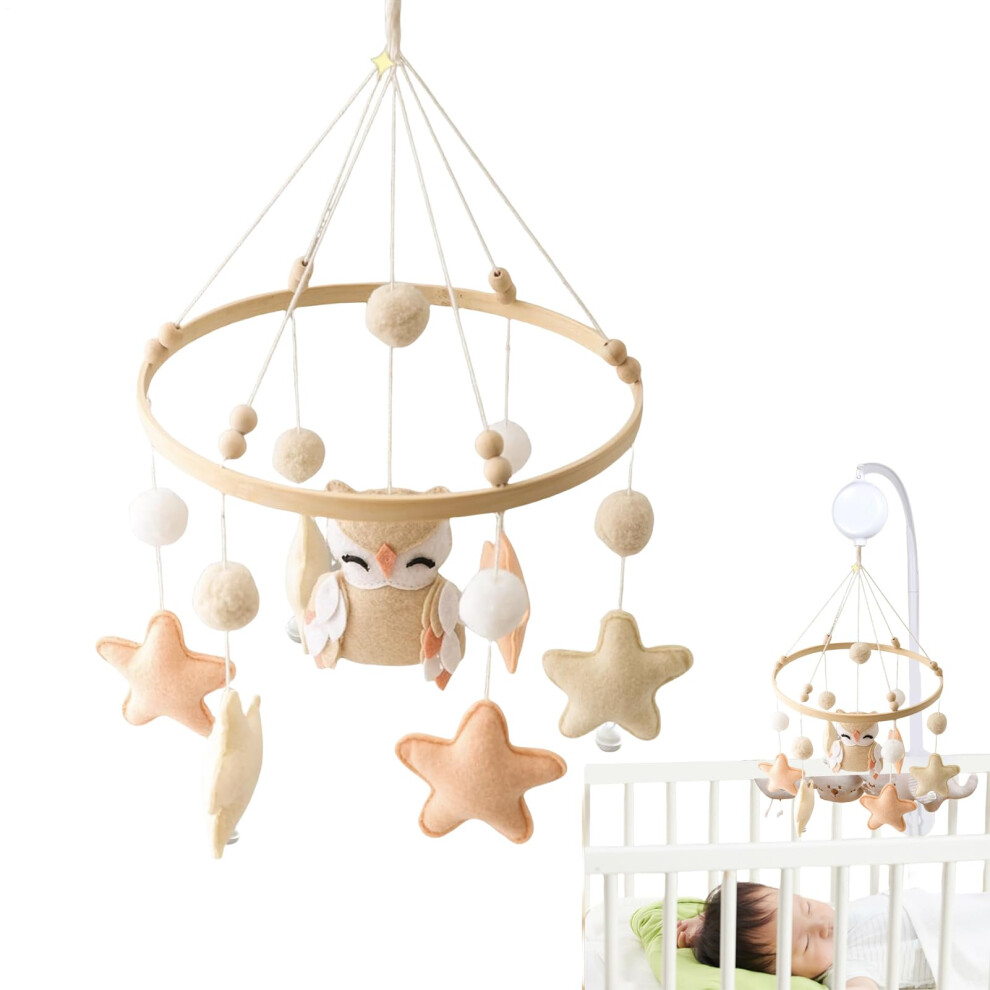 Mobile For Crib Felt Portable Baby Crib Mobile Soft Toy Sensory Mobile Handmade Neutral Nursery Decor For Girls