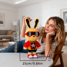 (hip-hop rabbit) 2000pcs Hip-Hop Rabbit Cartoon Building Block Set, Creative Desktop Or Room Decoration, Birthday Gift, Battery-Free