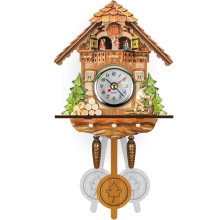 Cuckoo Clock Scandinavian Style Small Wall Clock Battery Powered Wooden Chime Pendulum Clock Living Room Alarm Clock