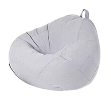 Large Stuffed Animal Storage Bean Bag Chair, Cotton Linen, Foldable Armchair for Indoor Outdoor, Grey 90x100cm