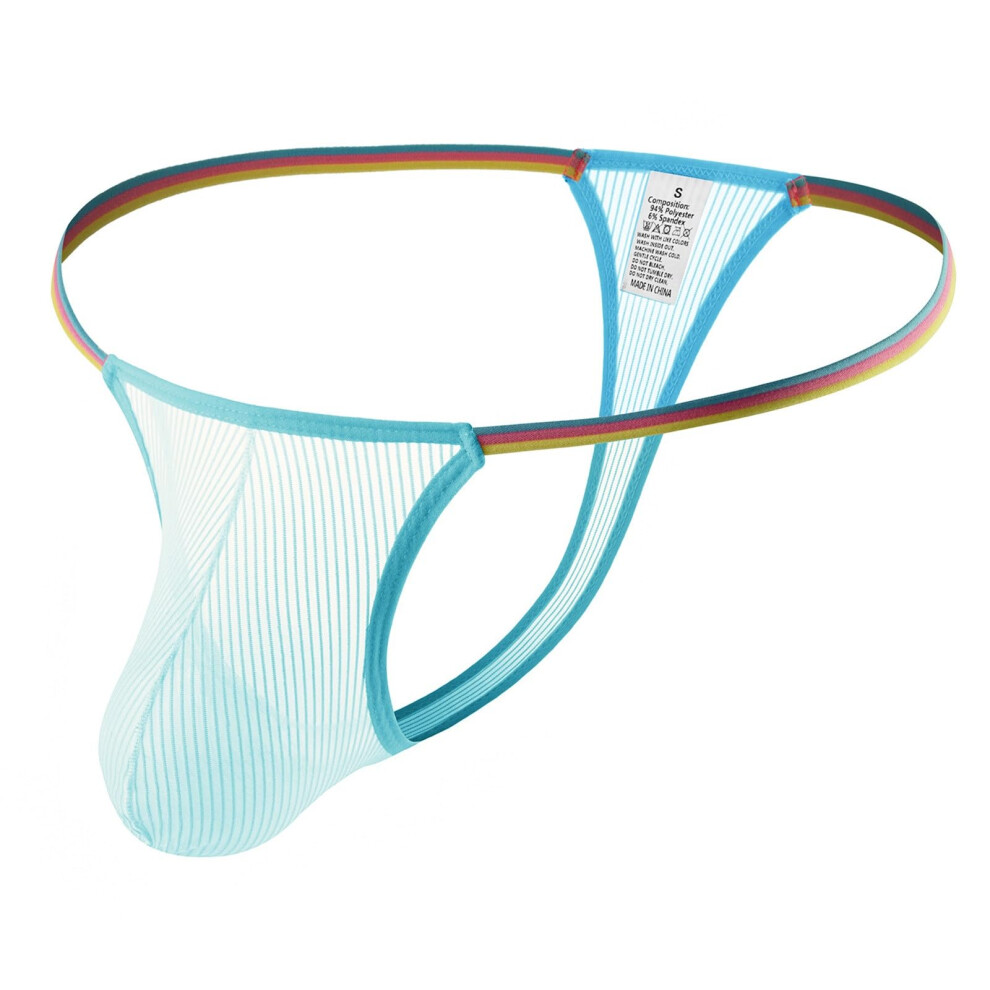 Blue Mankini For Men Uk See Through Mesh Thong Bulge Pouch Jock Strap Low Waist G String Cosplay Costume