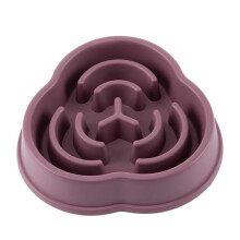 Pet Cat Dog Slow Food Bowl,Fat Help Healthy Round,Antichoking Thickened,and Nonslip Multiple Colors Shapes(Purple,A) A Purple