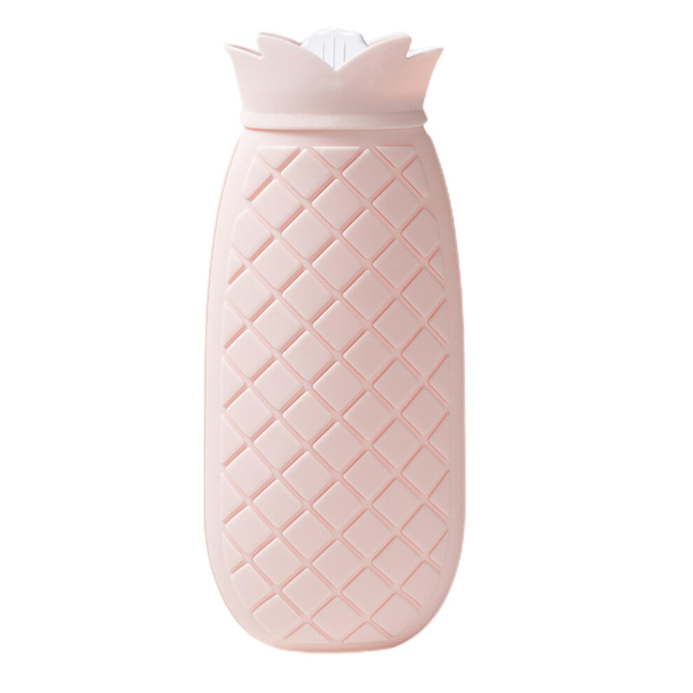 Hot Water Bottle PineappleShaped Silicone, LeakProof Hand Warmer, Large Pink And Cold Compress Bag
