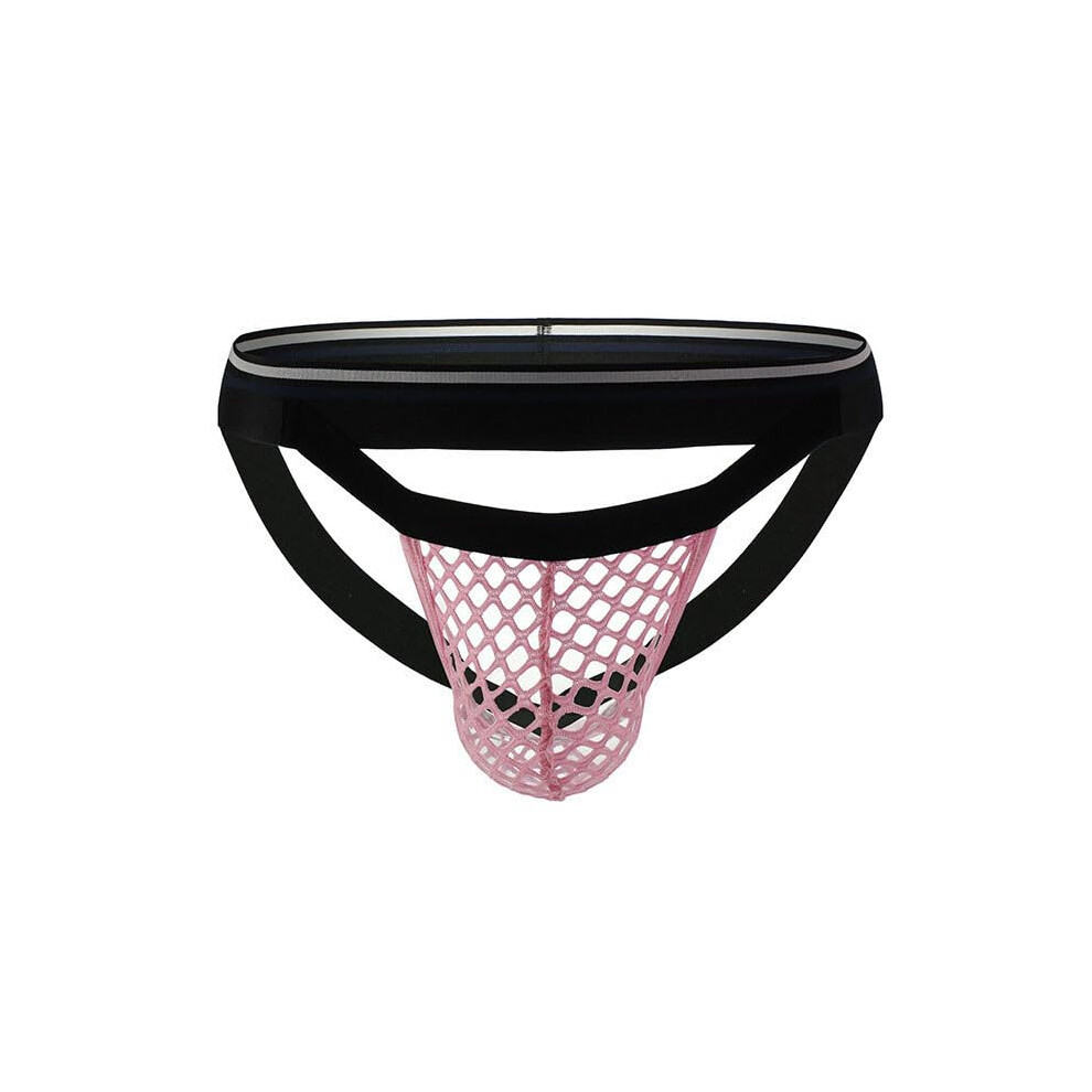 Pink Mens Thongs Mankini For Men Seethrough Mesh Gstring Low Rise Elephant Pouch Size L Cosplay Jock Strap