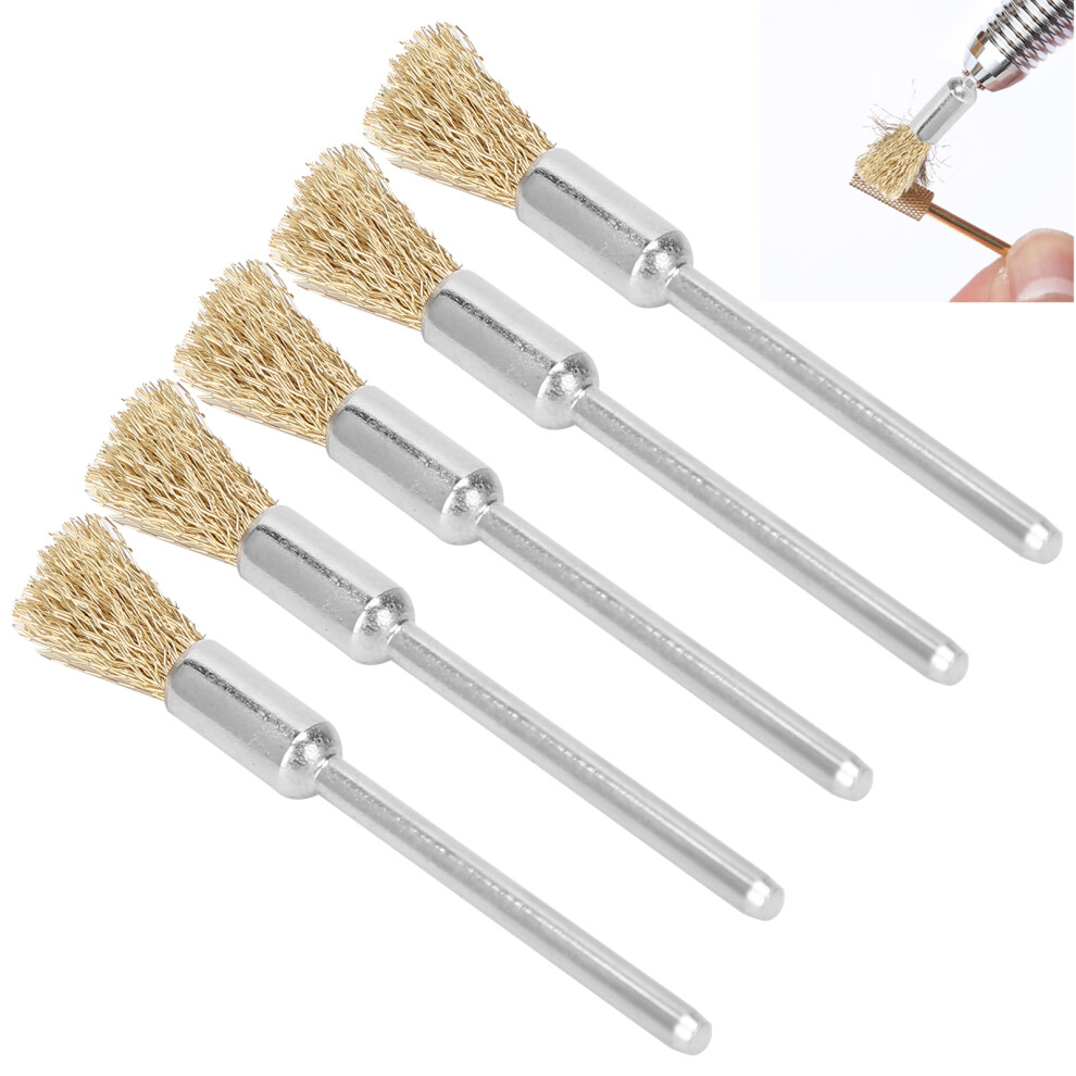 Nail Drill Bit Cleaner Brush Set 5 Brass Wire Grinding Heads for Manicure