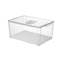 Refrigerator Storage Box with Handle, Clear Stackable Fridge Organizer Drawer, BPA , 33x16.5x10.5cm Transparent