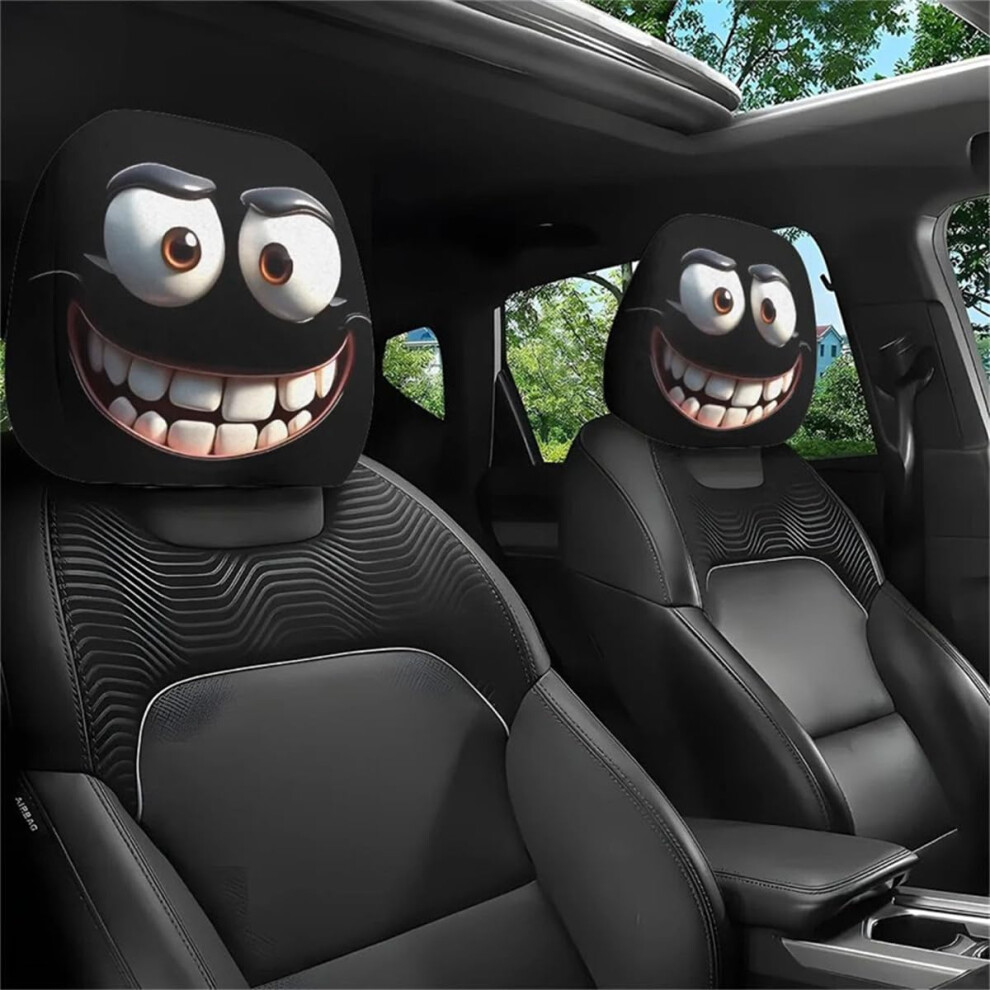 2Pcs Funny Cartoon Car Headrest Covers, Universal Seat Headrest Protector With Bigeyed Design 9189345395345