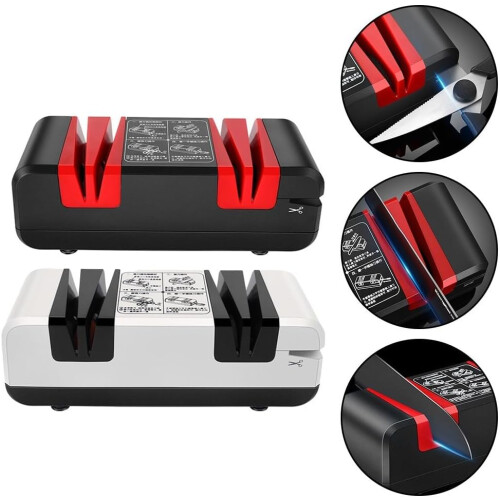Automatic Compact Sharpener For Kitchen Knives, White, Small Footprint, Compact Knife Sharpener 2
