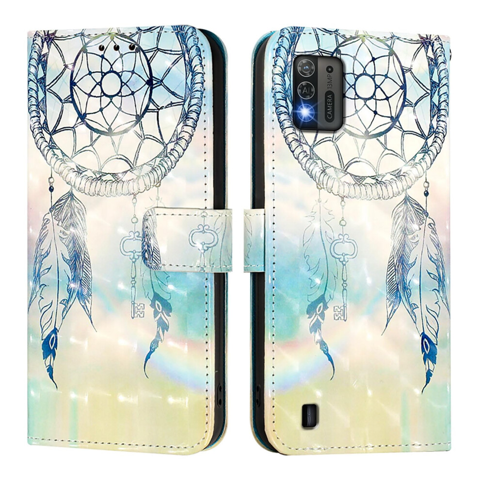 Wallet Case For Zte Blade A52 Lite Case Leather, 3D Pattern Design, Stand, Campanula Blue 9189345395437