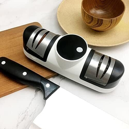 Electric Knife Sharpener USB Rechargeable Dual Slots for Kitchen Knives and Scissors Ref: 6840 1