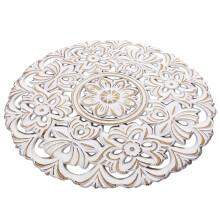 Wooden Wall Panel Flower Heritage Round Wall Art White Wall Plaques Home Decor