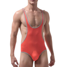 Men's Wrestling Singlets Sleeveless Athletic Bodysuit Orange Size L Wrestling Bodysuit For Competition