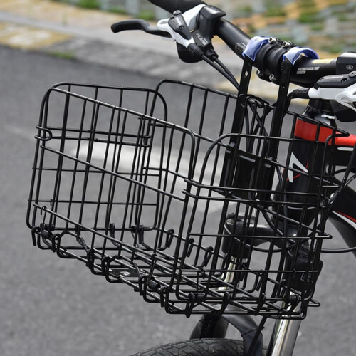Folding Bicycles Basket with Liner Bag Metal Front Handlebar Bicycles Basket 1